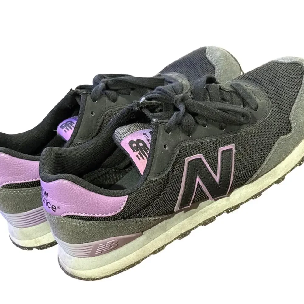 New balance 515 sneakers in black, grey, and purple tongue labels